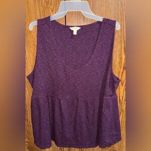 Terra & Sky Red Peplum Sleeveless Tank Top